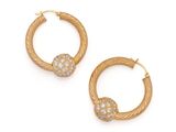 a pair of gold and diamond hoop earrings