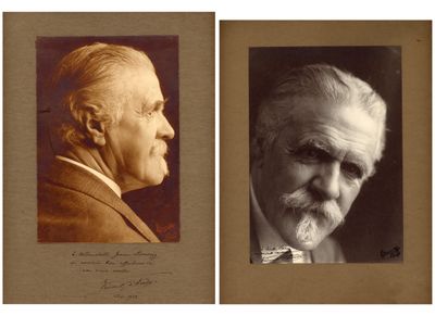 deux photos en noir et blanc d'un homme portant une moustache et une barbe