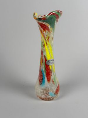 an image of a colorful glass vase on a white background
