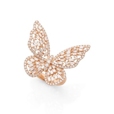 BAGUE présentant un motif de papillon ajouré pavé de diamant…