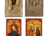 four antique russian icons of the virgin and child jesus