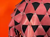 an image of a woman ' s jacket made of pink and black leather