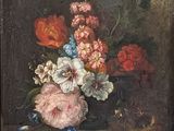 painting of a still life of flowers in a vase on a table