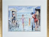 un tableau représentant trois femmes sortant de l'eau