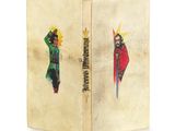 an old book with a picture of a man and a woman on it