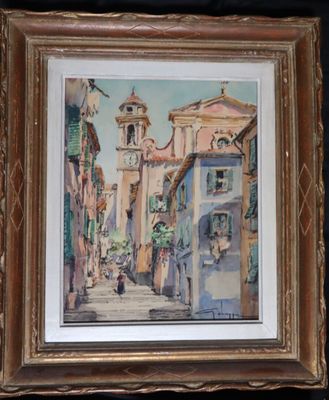 Georges CHAPPUIS (1920-2010) Rue de l'église à Villefranche