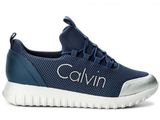 a close up of a pair of shoes with the word calvin on it