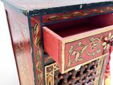 an image of a small wooden cabinet with a drawer on top of it