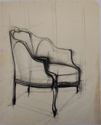 an image of a drawing of a chair in a room