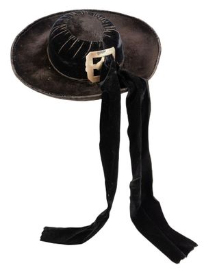 witch hat with black ribbon on white background with clipping for text