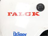 a white helmet with the word falck written on it