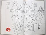 a book with a drawing of a man and a woman