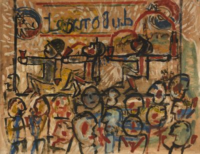 an image of a painting of a group of people playing a game