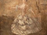 an image of a painting of a woman in a white dress