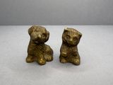 paire de figurines vintage en laiton représentant des chiens