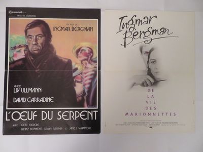 deux affiches de cinéma représentant un homme et une femme sur fond blanc