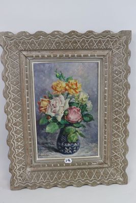 a picture of a painting of flowers in a vase