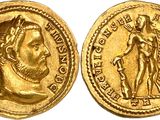 a gold coin with an image of a man on it