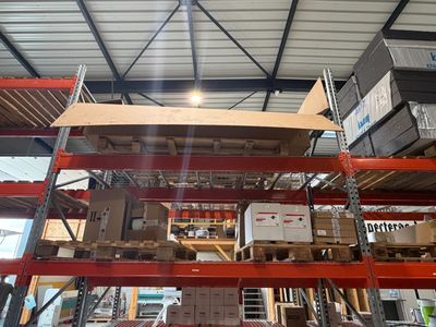 a large amount of boxes on the shelves in the warehouse