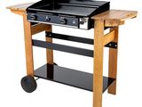 an image of a grill on a table with wheels
