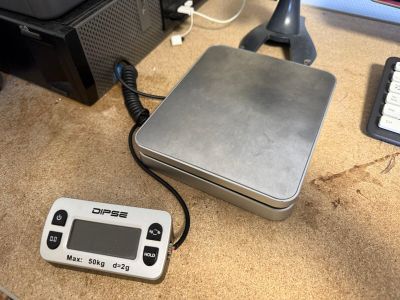 a scale and a keyboard on a table