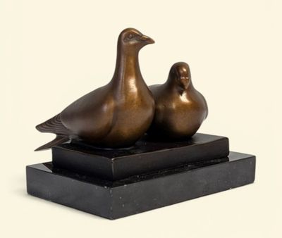 FF. WERT (XXe) "Couple de tourterelles"