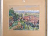 painting of a landscape with a village in the foreground