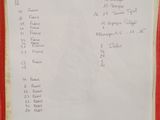a white sheet of paper with a list of food items on it