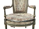 an image of a chair with a floral upholstered seat