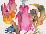 painting of a group of birds sitting on top of a tree branch