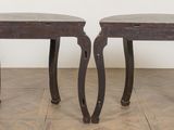 pair of antique french side tables with marble tops