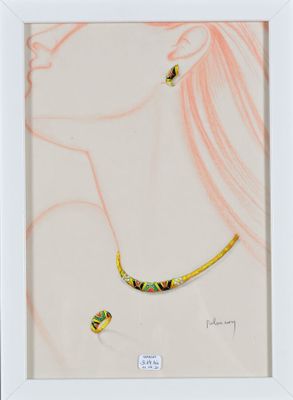 Philippe DELOISON (XXe). Dessin préparatoire pour une parure…