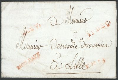France : 1789, Petite Poste de Lille, le tout en rouge, lett…