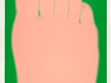 an image of a green and pink poster with a foot on it