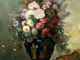 une peinture de fleurs dans un vase sur une table