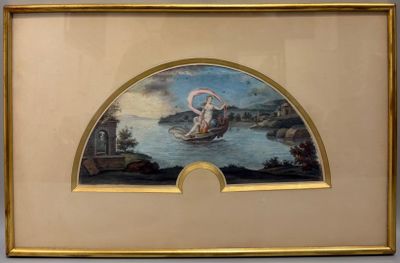 une image d'un tableau représentant un bateau dans l'eau