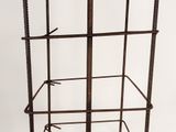 a metal shelf with a glass top on a white background