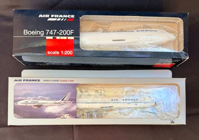 deux boîtes contenant chacune une maquette d'avion