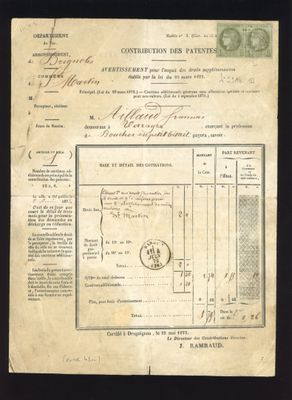 un vieux document sur lequel figure le portrait d'un homme