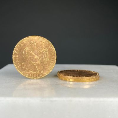 Ensemble de 3 pièces de 20 francs or Marianne Coq (1909) - Photo 1