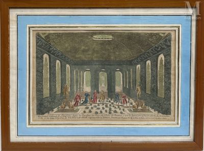 un tableau représentant une grande pièce où se déroule une partie d'échecs