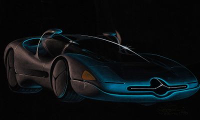 digital painting of a car in the dark with a blue light
