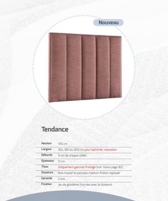 Tête de lit dosseret TENDANCE 180 nuage gris ALPAGA - Produi…