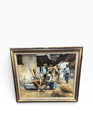 an image of a painting of a group of people hanging on a wall