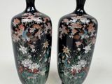 two vases that are decorated with flowers and birds