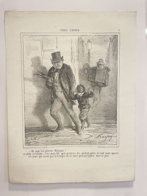 a drawing of a man and a dog playing with each other