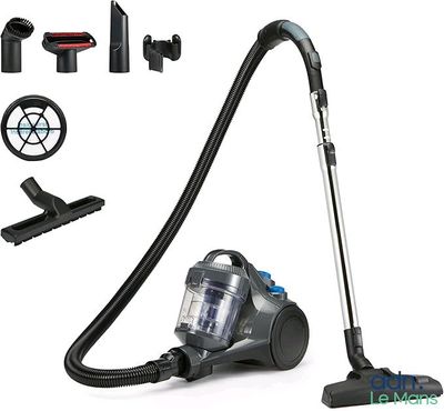 une image représentant un aspirateur et ses accessoires sur fond blanc