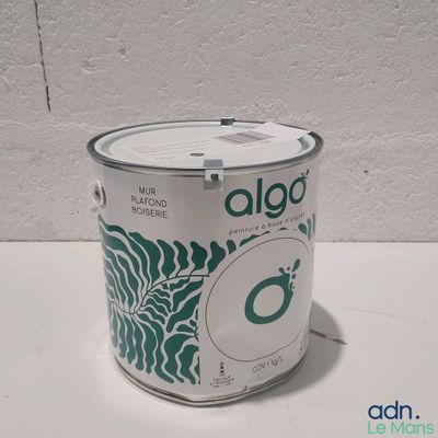 une canette d'Algo posée sur une table, avec un mur blanc en arrière-plan