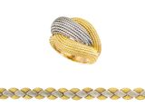 des bagues bicolores or et argent et un bracelet