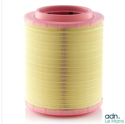 the air filter is yellow and pink on a white background